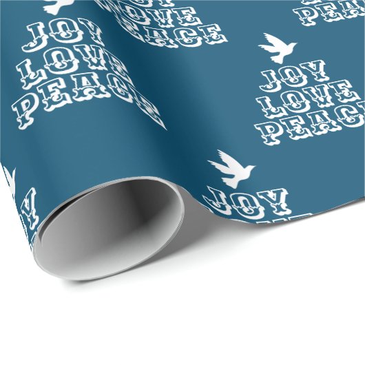 Weiße Taube auf dunkelblauer Freude Liebe Weihnach Geschenkpapier (Rolleneckpunkt)
