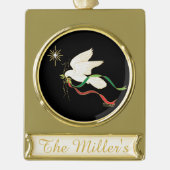 Weiße Taube Banner-Ornament Gold (Vorderseite)