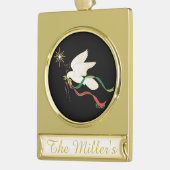 Weiße Taube Banner-Ornament Gold (Links)