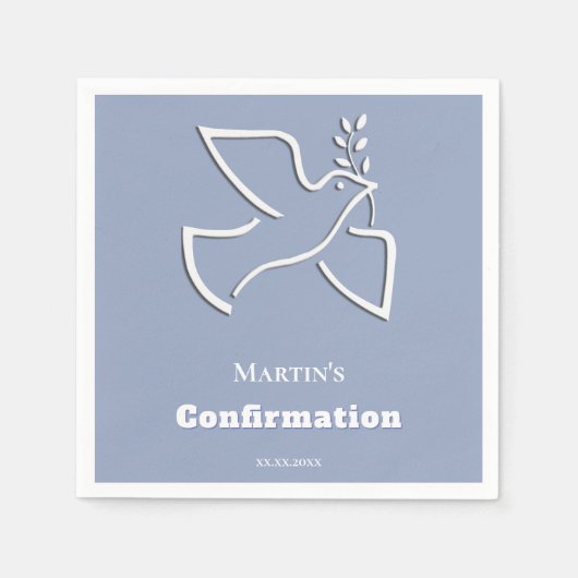weiße Taube blauer Hintergrund Firmung  Serviette (Vorderseite)