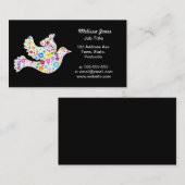 Weiße Taube der Blumen Visitenkarte (Vorne/Hinten)