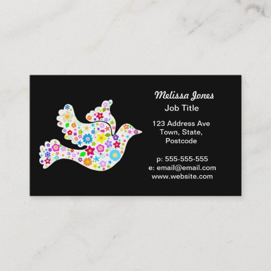 Weiße Taube der Blumen Visitenkarte (Vorderseite)