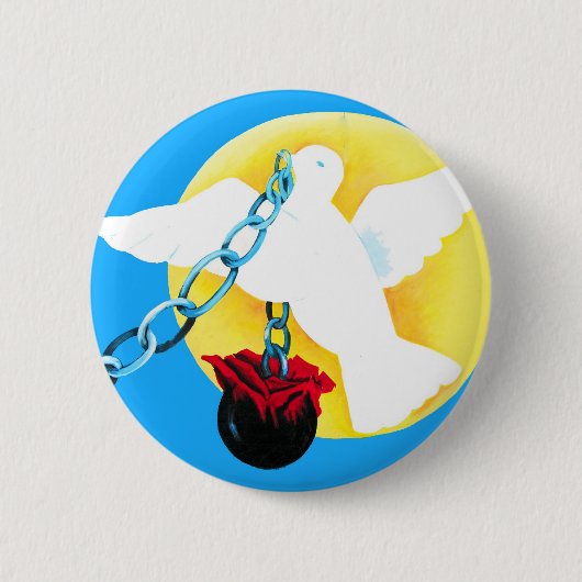 Weiße Taube des Friedens, des gelben Sun, der Button (Vorderseite)