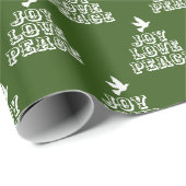 Weiße Taube dunkelgrüne Freude Liebe Weihnachten Geschenkpapier (Rolleneckpunkt)