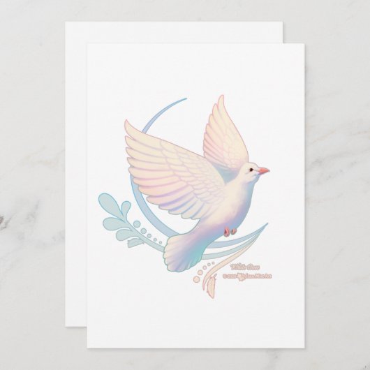 Weiße Taube Einladung (Vorne/Hinten)