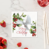 Weiße Taube Frieden Urlaub mistletoe Weihnachten Serviette (Beispiel)