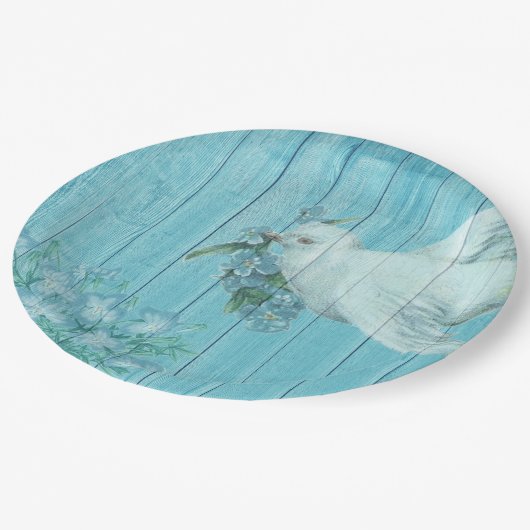Weiße Taube gemalter hölzerner WegwerfpapierTeller Pappteller (Schrägansicht)