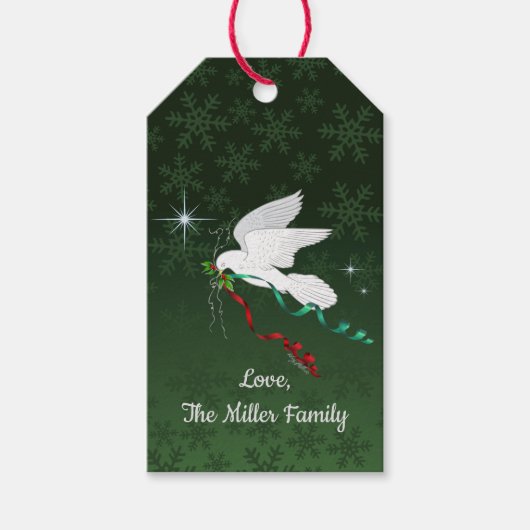 Weiße Taube Geschenkanhänger (Vorderseite)