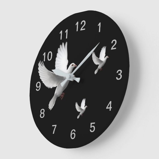 Weiße Taube Große Wanduhr (Winkel)
