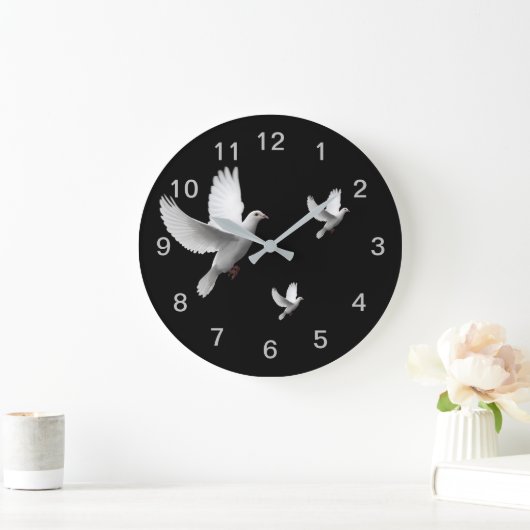 Weiße Taube Große Wanduhr (Zuhause)