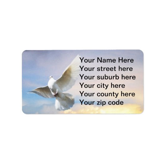 Weiße Taube im Flug Adressaufkleber (Vorne)