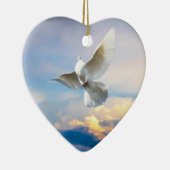 Weiße Taube im Flug Keramik Ornament (Rechts)