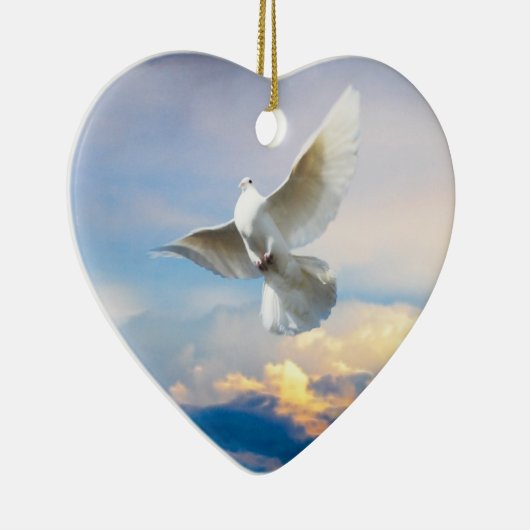 Weiße Taube im Flug Keramik Ornament (Rechts)