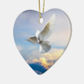 Weiße Taube im Flug Keramik Ornament (Links)