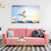 Weiße Taube im Flug Leinwanddruck (Insitu (Wohnzimmer))