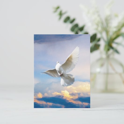 Weiße Taube im Flug Postkarte (Stehend Vorderseite)