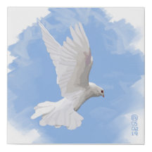 Weiße Taube in einem blauen Himmelsgemälde