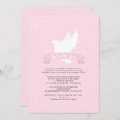 Weiße Taube in rosa religiöse Einladung (Vorne/Hinten)