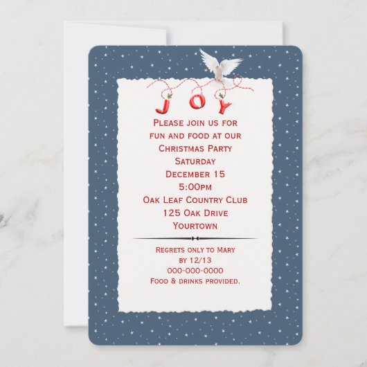 Weiße Taube in Schneeflocken Party Einladung (Vorderseite)