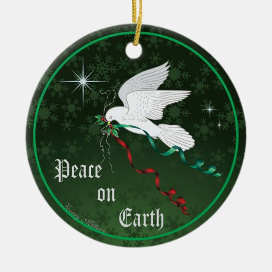 Weiße Taube Keramik Ornament (Vorne)