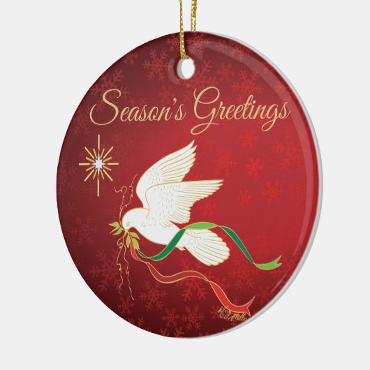 Weiße Taube Keramik Ornament (Links)