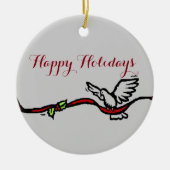 Weiße Taube Keramikornament (Vorne)