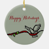 Weiße Taube Keramikornament (Hinten)