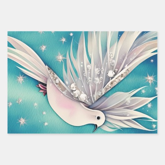 Weiße Taube mit ätherischen Flügeln Geschenkpapier Set (Vorderseite 3)