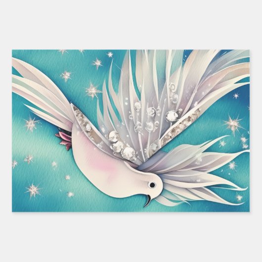 Weiße Taube mit ätherischen Flügeln Geschenkpapier Set (Vorderseite 2)