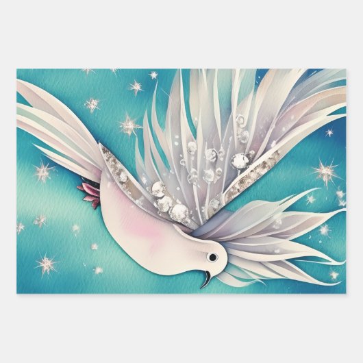 Weiße Taube mit ätherischen Flügeln Geschenkpapier Set (Vorderseite)