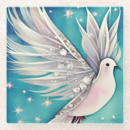Weiße Taube mit ätherischen Flügeln Glasuntersetzer