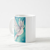 Weiße Taube mit ätherischen Flügeln Kaffeetasse (Vorderseite Links)