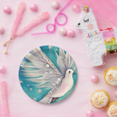 Weiße Taube mit ätherischen Flügeln Pappteller (Party)