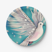 Weiße Taube mit ätherischen Flügeln Pappteller (Vorderseite)