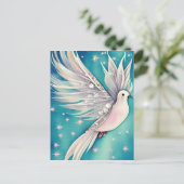 Weiße Taube mit ätherischen Flügeln Postkarte (Stehend Vorderseite)