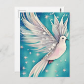 Weiße Taube mit ätherischen Flügeln Postkarte (Vorne/Hinten)