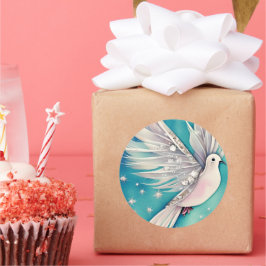 Weiße Taube mit ätherischen Flügeln Runder Aufkleber