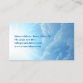 Weiße Taube mit einem Kreuz am sonnenblauen Himmel Visitenkarte (Rückseite)