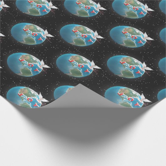 Weiße Taube mit Freude auf der Erde Geschenkpapier (Ecke)