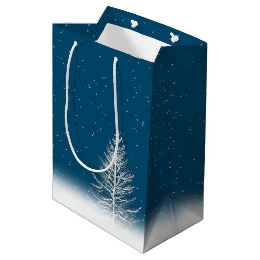 Weiße Taube mit friedlicher Weihnachtsschmuck Mittlere Geschenktüte (Rückseite Schrägansicht)