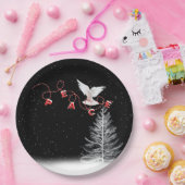 Weiße Taube mit friedlicher Weihnachtsschmuck Pappteller (Party)