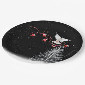 Weiße Taube mit friedlicher Weihnachtsschmuck Pappteller (Schrägansicht)