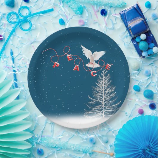 Weiße Taube mit friedlicher Weihnachtsschmuck Pappteller (Party)