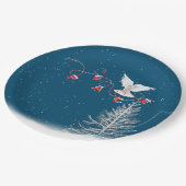 Weiße Taube mit friedlicher Weihnachtsschmuck Pappteller (Schrägansicht)