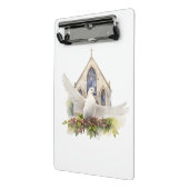 Weiße Taube mit Kirche Mini Klemmbrett (Gewinkelt2)