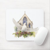 Weiße Taube mit Kirche Mousepad (Mit Mouse)