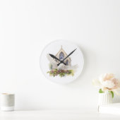Weiße Taube mit Kirche Runde Wanduhr (Zuhause)