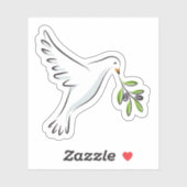 Weiße Taube mit Olivenzweig Aufkleber (Blatt)