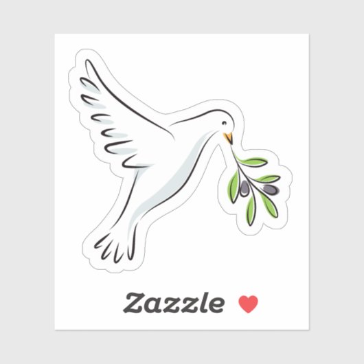 Weiße Taube mit Olivenzweig Aufkleber (Blatt)