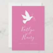 Weiße Taube mit rosa Bändern Einladung (Vorderseite)
